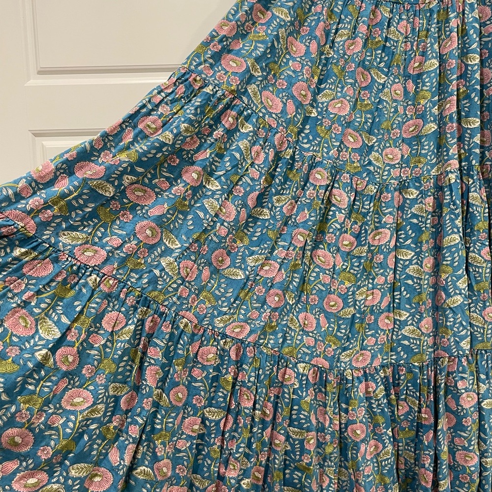 NATURAL LIFE Blue Floral Tiered Maxi Skirt - Picture 3 of 10